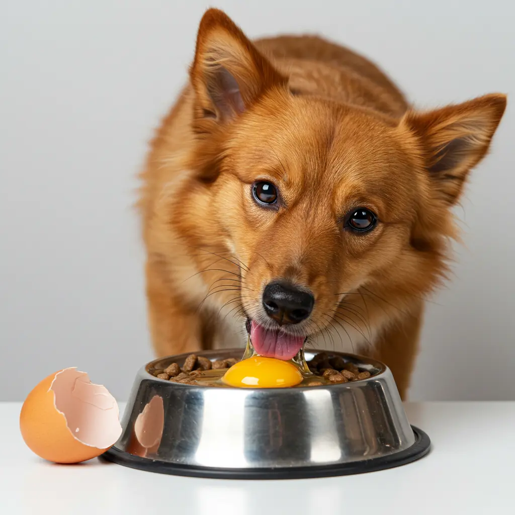 Cracked Raw Egg Over Dog Food