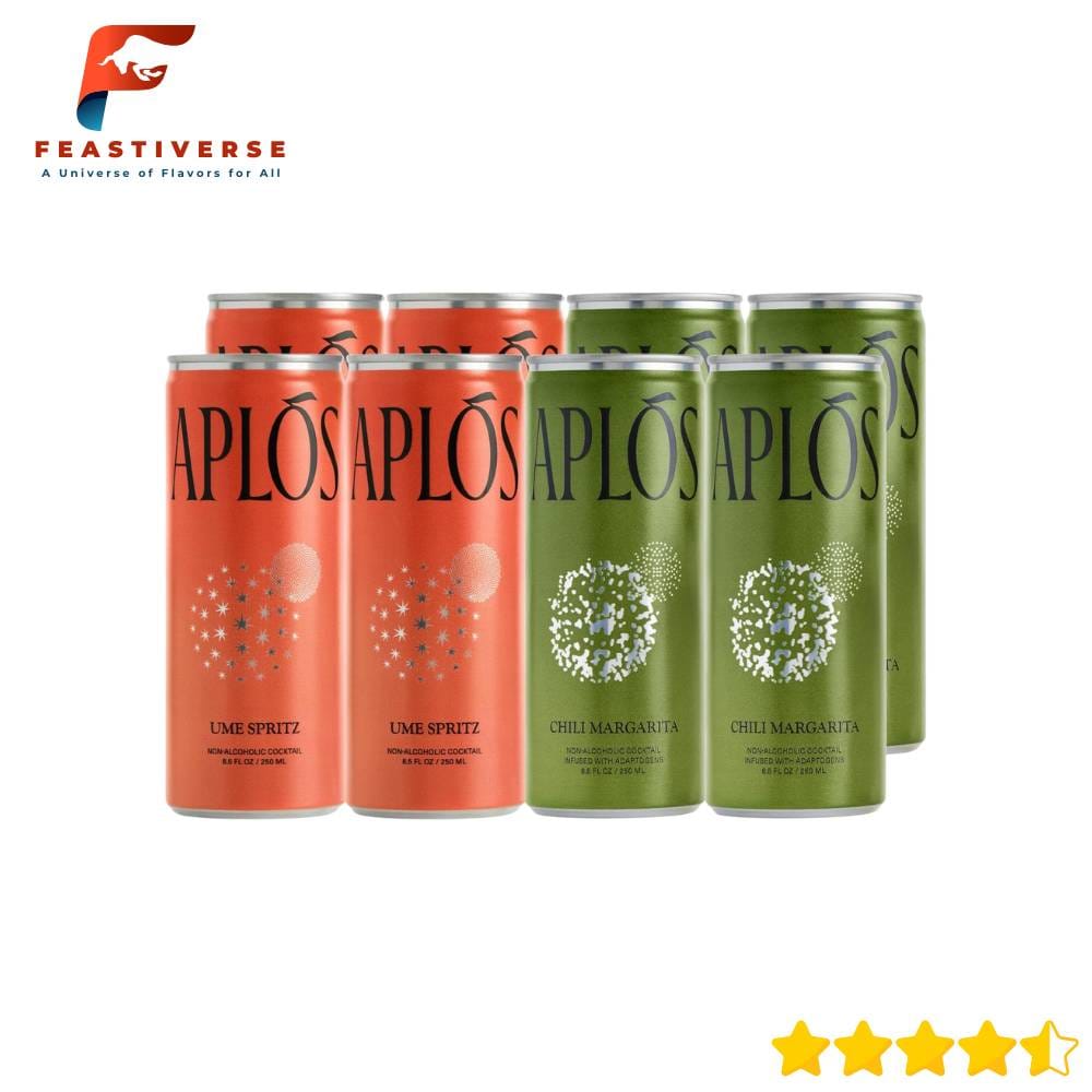 Aplós takes zero-proof cocktails to a new level. Their Calme Ume Spritz has tart Japanese plum and grapefruit for a crisp, floral float base, while Arise Chili Margarita packs a zesty punch with mandarin, lime, and a hint of habanero. Both are infused with adaptogens to uplift your mood without messing up tomorrow.