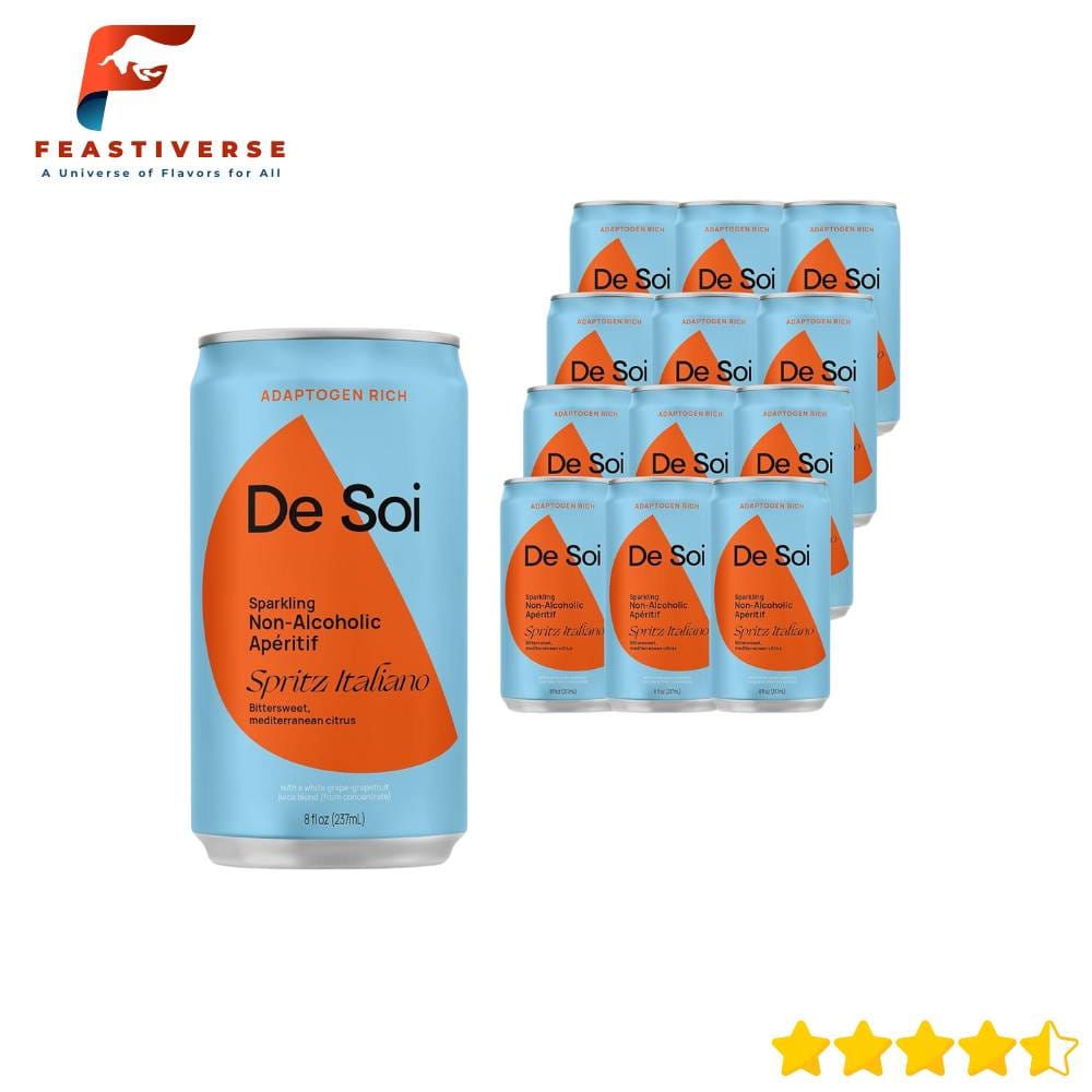 Fancy a float that’s fun and functional? De Soi — co-created by Katy Perry — mixes L-theanine, Reishi mushroom, and Lion’s Mane for calm and clarity. The taste? A bright spritz with white grape, grapefruit, and orange. Just 60 calories per can, vegan, and naturally flavored.