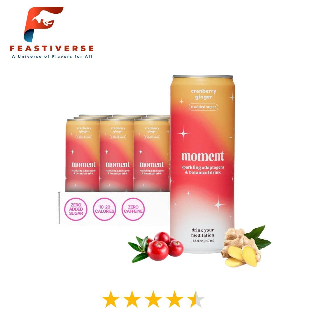 Moment is like mindfulness in a can. Each flavor is crafted with adaptogens like Ashwagandha and L-theanine, blended with natural botanicals and real fruit. Zero sugar, zero caffeine, and just 15-20 calories per can make it a no-brainer for wellness lovers.
