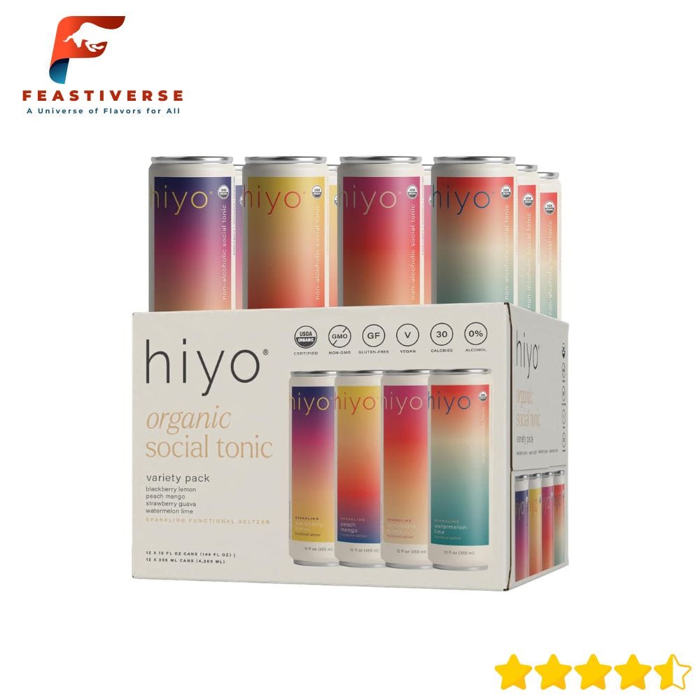 Craving the ultimate sober sip? Hiyo’s Social Tonic Variety Pack makes it easy to ditch alcohol without sacrificing flavor. This 12-pack includes four juicy flavors: blackberry lemon, peach mango, strawberry guava, and watermelon lime. Each can is a refreshing burst of fruit fizz blended with powerful adaptogens like ashwagandha, lion’s mane, and ginger — so you get the calm, uplifting “float” feeling without a single drop of booze.