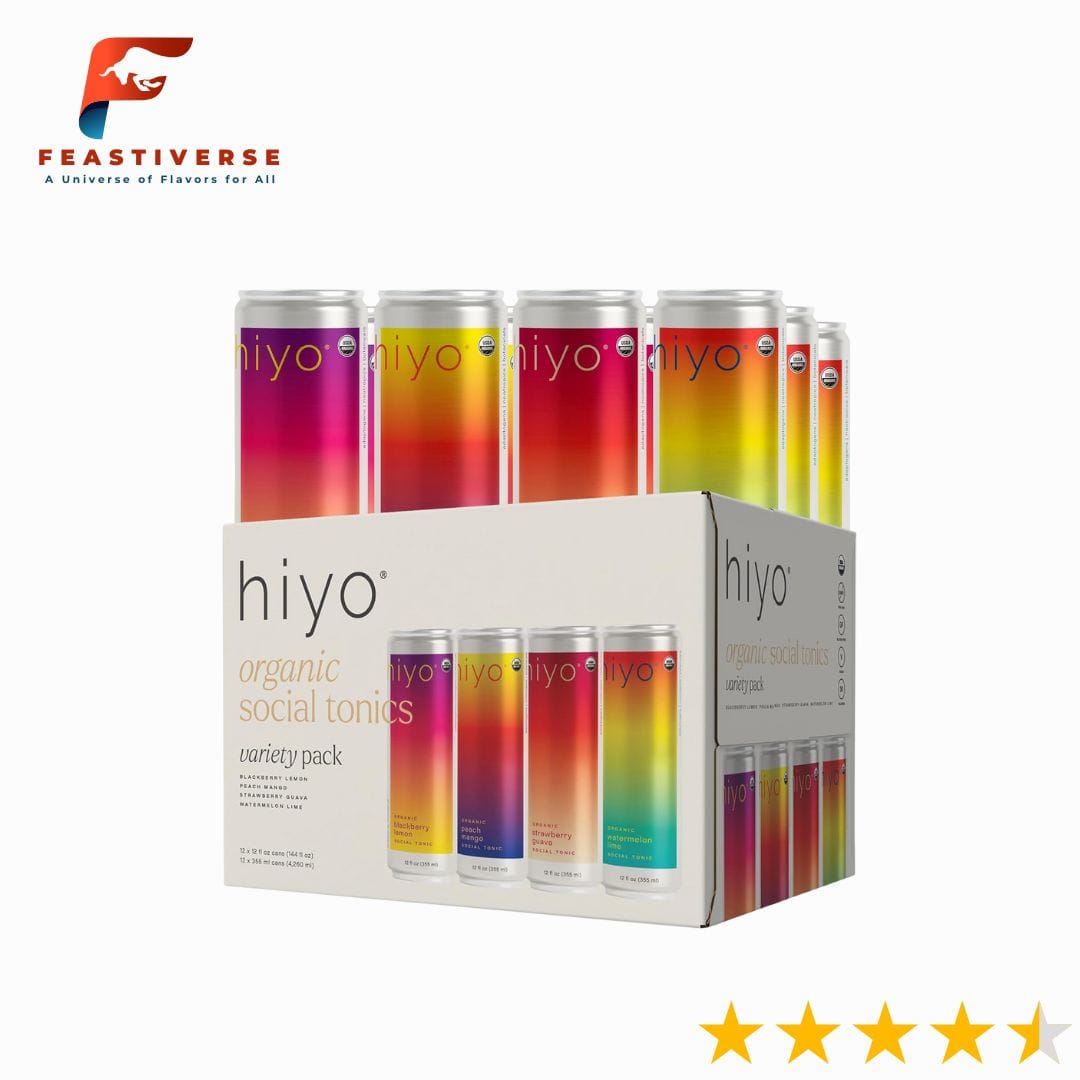 The Hiyo Social Tonic Variety Pack is your go-to if you want to unwind without alcohol. This 12-pack includes four fruity flavors—Peach Mango, Blackberry Lemon, Strawberry Guava, and Watermelon Lime. Each can contains 1.7g of adaptogens like ashwagandha, lion’s mane, and reishi to support calm and clarity.