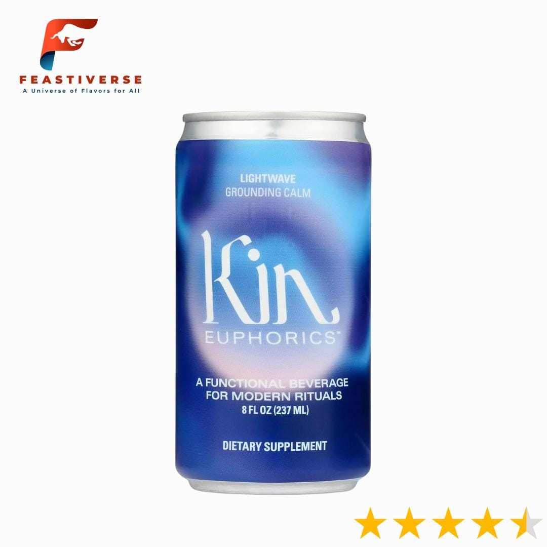 Kin Euphorics Lightwave blends lavender-vanilla flavor with calming ingredients like L-theanine, passionflower, and smoked sea salt. It's alcohol-free, caffeine-free, and crafted to ease stress and help you chill without feeling drowsy.