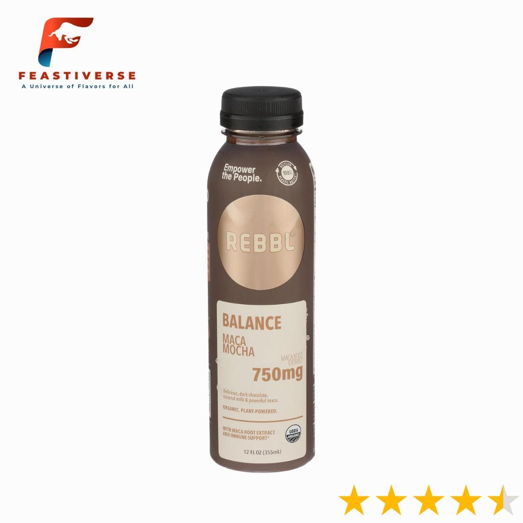 Rebbl’s Mocha Elixir offers a creamy, chocolatey drink powered by Maca, known for boosting energy, balance, and endurance. It’s dairy-free, gluten-free, and made with organic coconut milk for a smooth, rich texture, without caffeine or added sugars.