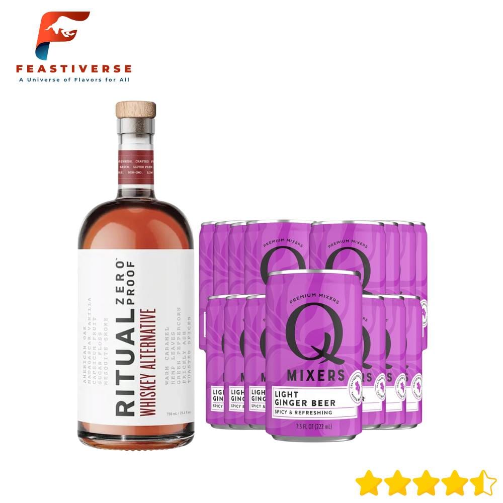 Craving whiskey warmth but skipping the booze? Ritual Zero Proof Whiskey Alternative lets you sip that familiar oak and vanilla kick, without alcohol or calories. It’s crafted for people who want the soul of whiskey in a mindful drinking way. This whiskey substitute pours smoothly with a nose of caramel and charred oak. You get the comforting hug of whiskey without the burn or hangover. It blends perfectly into mocktails: think non alcoholic Old Fashioned or a mellow highball with ginger ale. Pair it with Q Mixers’ Ginger Ale or Sparkling Grapefruit for a stress-relieving mocktail that feels adult yet safe. It’s also a fun dry January drink option when you want to stick to your wellness plan but crave a cozy sip by the fire.