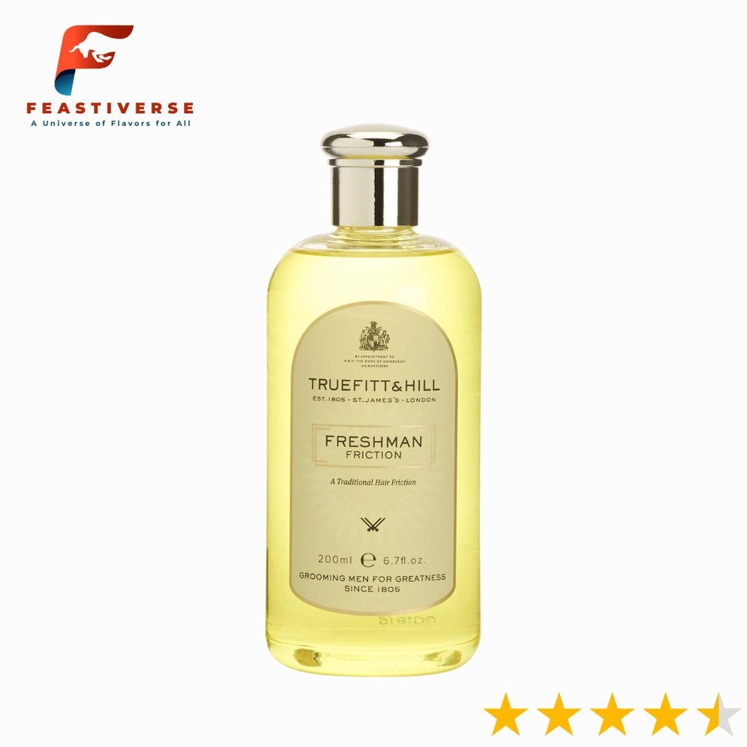 Who says replacing alcohol always involves a drink? Freshman Friction from Truefitt & Hill is a scalp tonic that brings ritual, refreshment, and relaxation—minus the booze. With top notes of lemon, rosemary, mint, and orange blossom, it stimulates your senses and purifies your scalp.